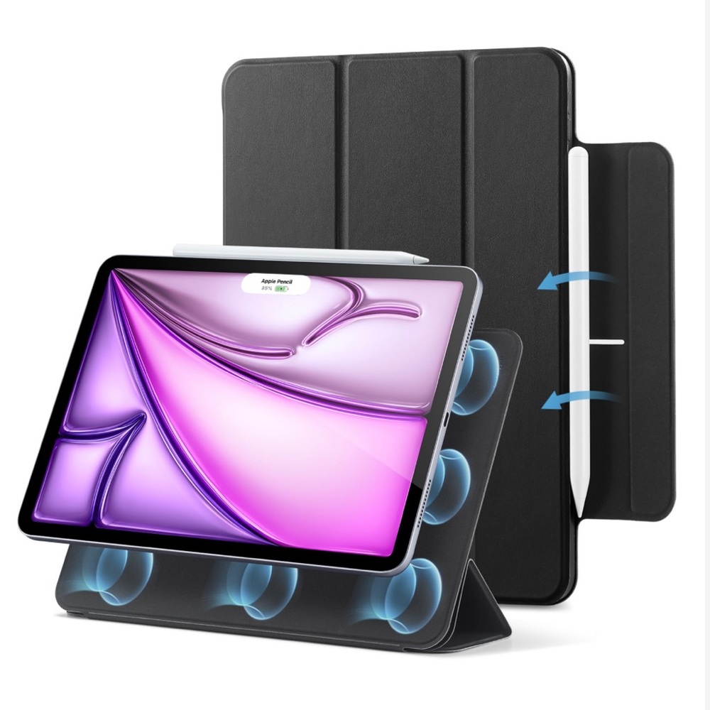 iPad AIR 13” & iPad PRO 12.9” Slim Trifold Stand Case Magnetic Attachment-Black
